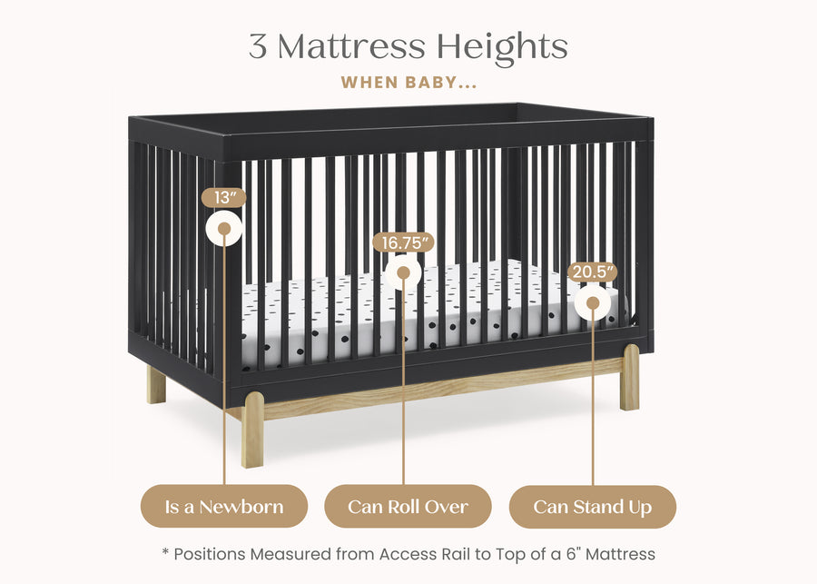 Midnight Grey with Natural (1372) 21-Poppy 4-in-1 Convertible Crib