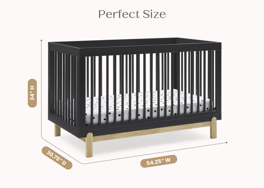 Midnight Grey with Natural (1372) 23-Poppy 4-in-1 Convertible Crib
