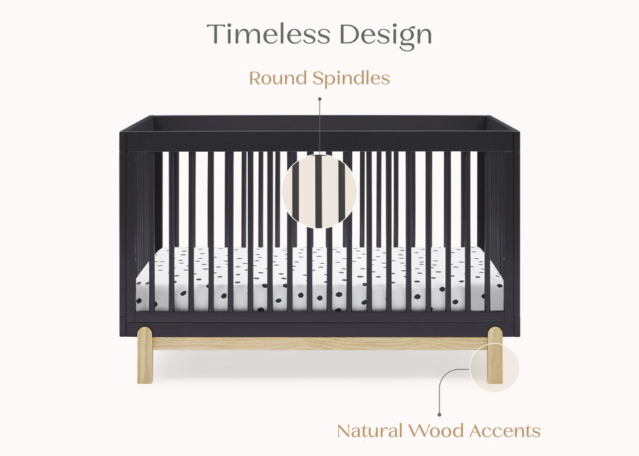 Midnight Grey with Natural (1372) 22-Poppy 4-in-1 Convertible Crib