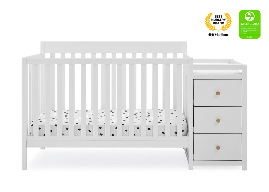 Bianca White with Natural (123) 2-Flynn 5-in-1 Convertible Crib and Changer