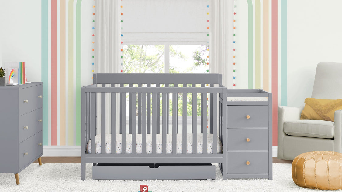 Flynn 5-in-1 Crib and Changer Grey