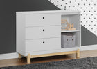 Bianca White with Natural (123) 1-Poppy 3 Drawer Dresser with Cubbies and Interlocking Drawers