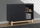 Midnight Grey with Natural (1372) 7-Poppy 3 Drawer Dresser with Cubbies and Interlocking Drawers
