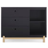 DCB: Midnight Grey with Natural (1372) 12-Poppy 3 Drawer Dresser with Cubbies and Interlocking Drawers