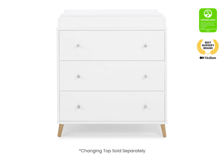 Bianca White with Natural (123) 18-Jordan 3 Drawer Dresser with Interlocking Drawers