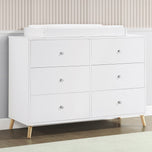 Jordan 6 Drawer Dresser with Interlocking Drawers - Bianca White with Natural (123) - Accessories