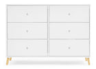 Bianca White with Natural (123) 3-Jordan 6 Drawer Dresser with Interlocking Drawers