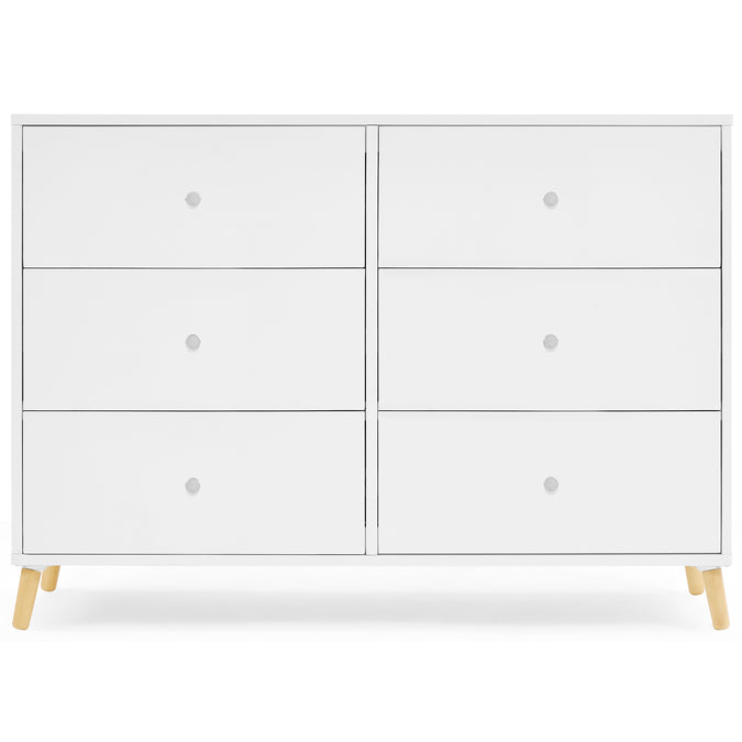 DCB: Bianca White with Natural (123) 7-Jordan 6 Drawer Dresser with Interlocking Drawers