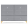DCB: Grey with Natural (1359) 14-Jordan 6 Drawer Dresser with Interlocking Drawers
