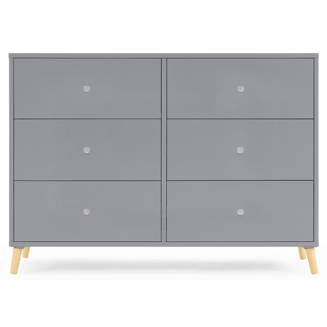 DCB: Grey with Natural (1359) 14-Jordan 6 Drawer Dresser with Interlocking Drawers