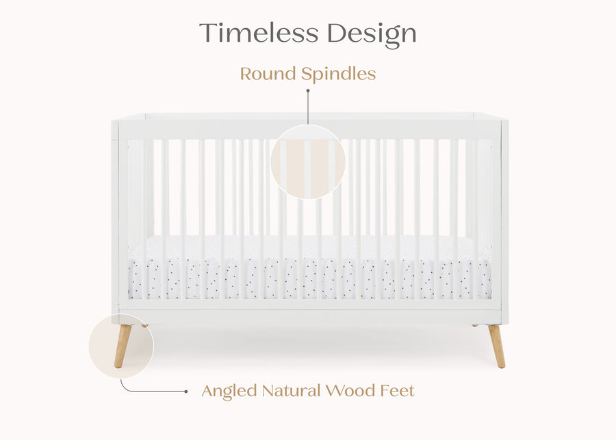 Bianca White with Natural (123) 23-Jordan 4-in-1 Convertible Crib