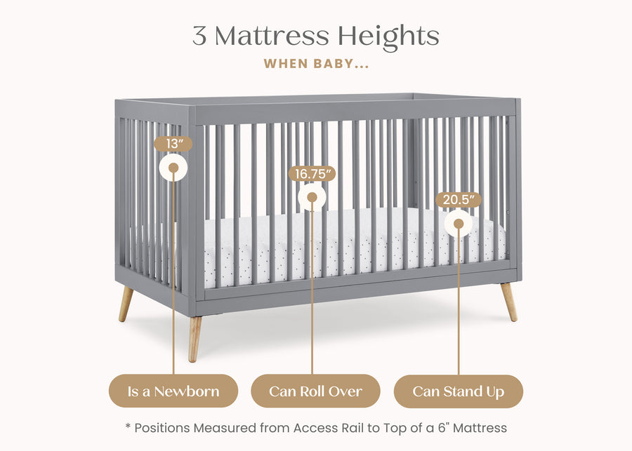 Grey with Natural (1359) 38-Jordan 4-in-1 Convertible Crib