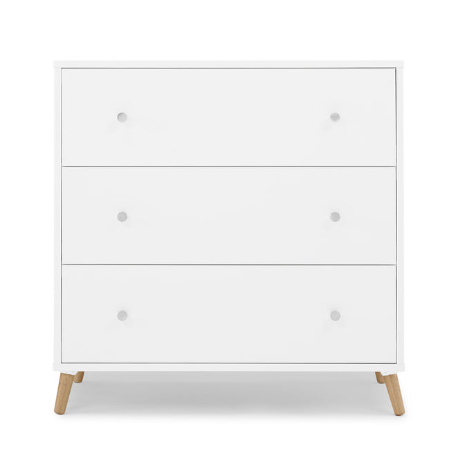 DCB: Bianca White with Natural (123) 24-Jordan 3 Drawer Dresser with Interlocking Drawers