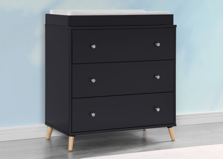 Midnight Grey with Natural (1372) 9-Jordan 3 Drawer Dresser with Interlocking Drawers