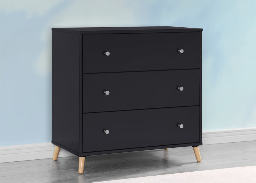 Midnight Grey with Natural (1372) 8-Jordan 3 Drawer Dresser with Interlocking Drawers