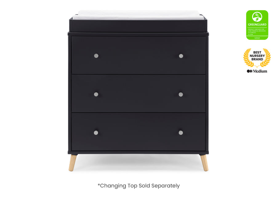 Midnight Grey with Natural (1372) 10-Jordan 3 Drawer Dresser with Interlocking Drawers