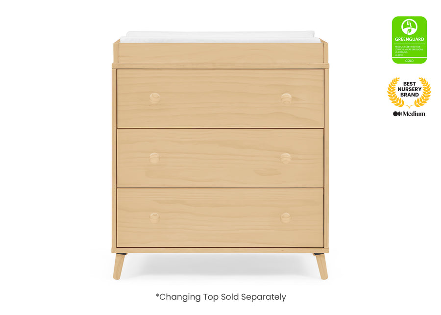 Natural (746) 28-Jordan 3 Drawer Dresser with Interlocking Drawers