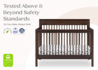 Wooden crib with safety certification logos on a white background 22-Remy 6-in-1 Convertible Crib