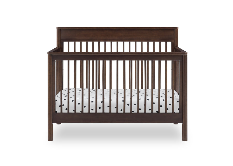 Wooden crib with white mattress on a white background 16-Remy 6-in-1 Convertible Crib