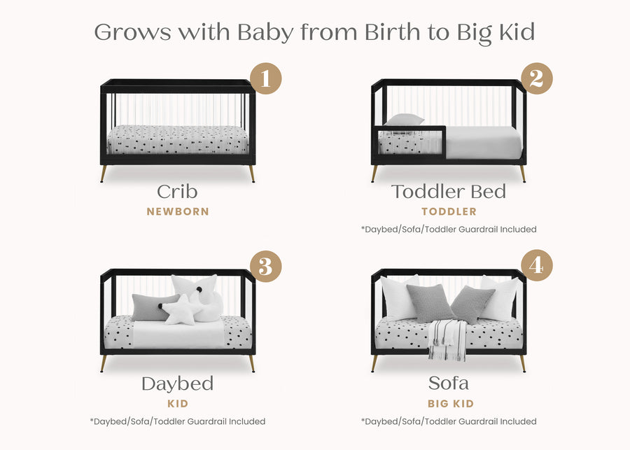 Ebony with Melted Bronze (1500) 19-Sloane 4-in-1 Acrylic Convertible Crib