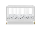 White crib with a polka dot mattress on a white background 11-Sloane 4-in-1 Acrylic Convertible Crib