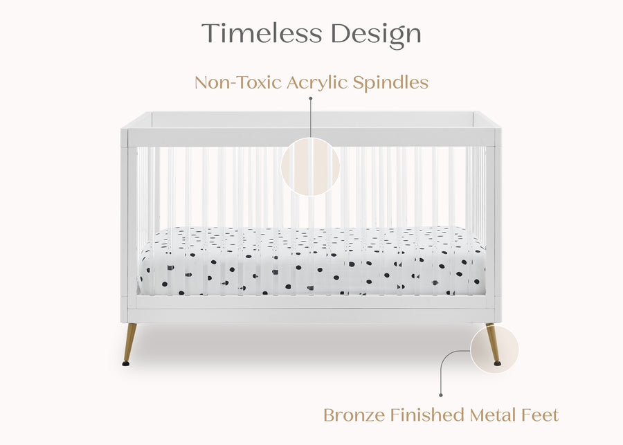 Bianca White with Melted Bronze (186) 6-Sloane 4-in-1 Acrylic Convertible Crib