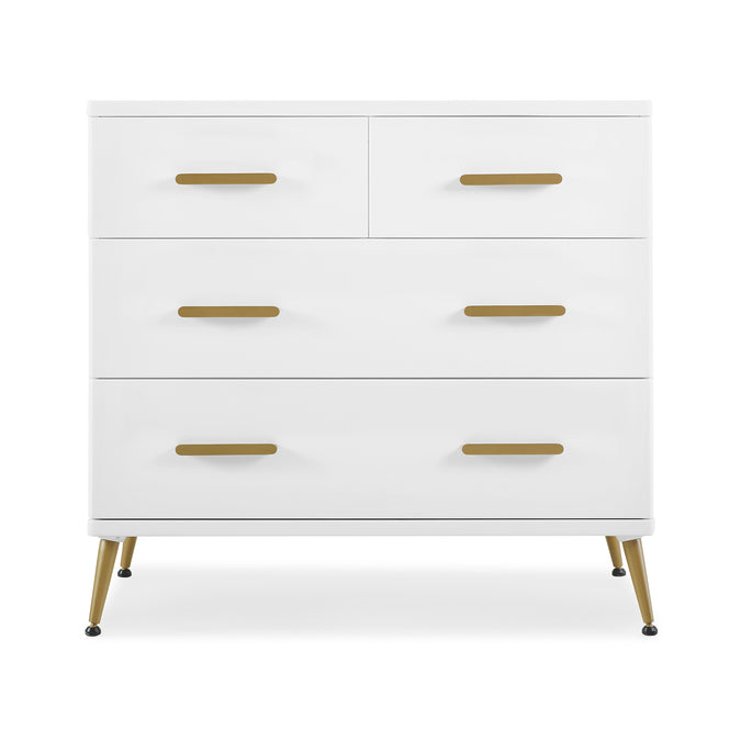 DCB: Bianca White with Melted Bronze (186) 12-Sloane 4 Drawer Dresser with Changing Top and Interlocking Drawers