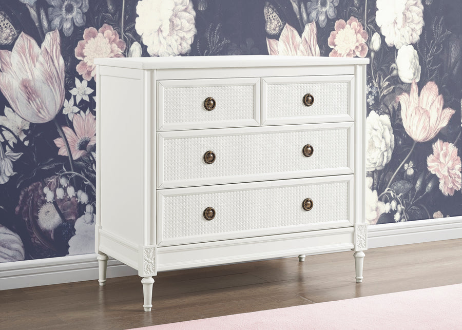 Bianca White (130) 8-Madeline 4 Drawer Dresser with Changing Top and Interlocking Drawers