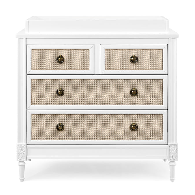 DCB: Bianca White with Textured Almond (1508) 7-Madeline 4 Drawer Dresser with Changing Top and Interlocking Drawers