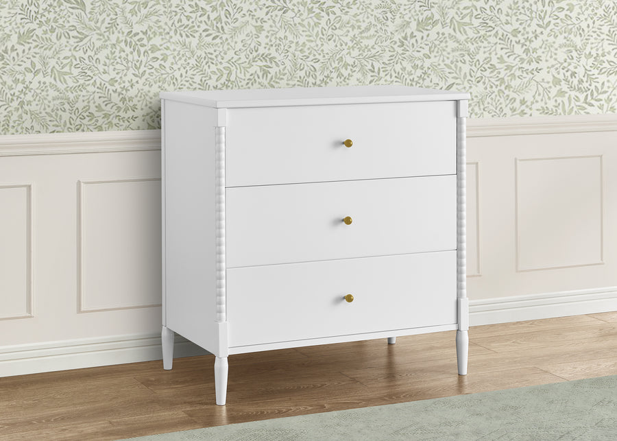 Bianca White (130) 1-Lily 3 Drawer Dresser with Interlocking Drawers