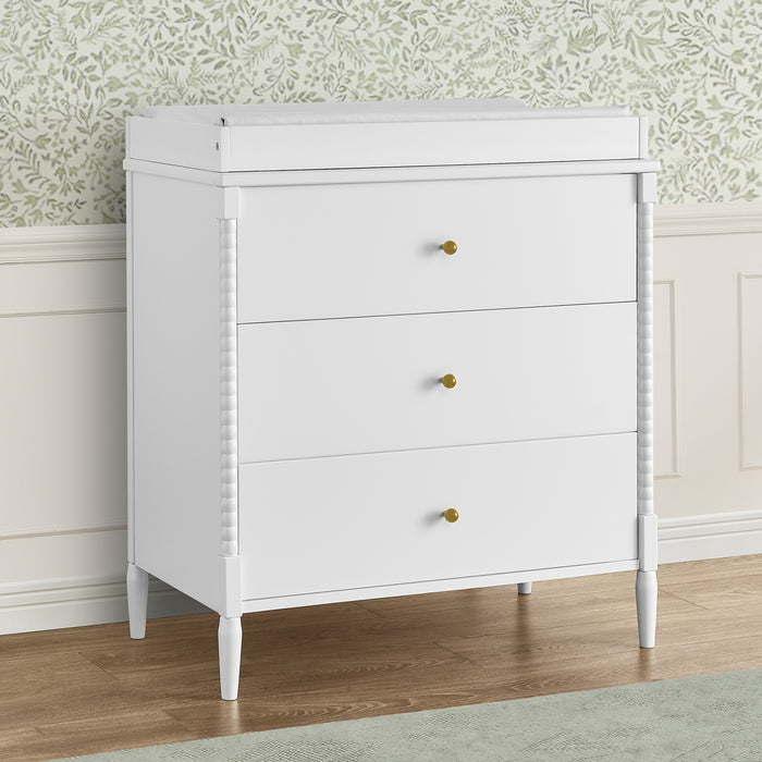 W135430 130 Lily 3Drawer Dresser Bianca White Lifestyle 101 2-Lily 3 Drawer Dresser with Interlocking Drawers