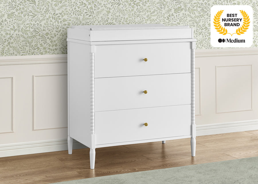 Bianca White (130) 2-Lily 3 Drawer Dresser with Interlocking Drawers