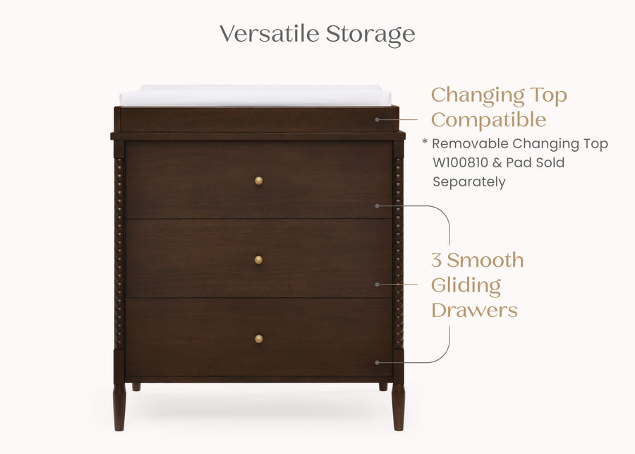 Walnut Espresso (1324) 12-Lily 3 Drawer Dresser with Interlocking Drawers