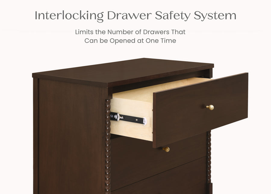 Walnut Espresso (1324) 17-Lily 3 Drawer Dresser with Interlocking Drawers