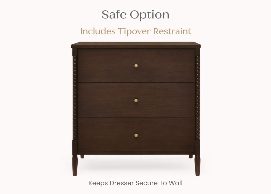 Walnut Espresso (1324) 18-Lily 3 Drawer Dresser with Interlocking Drawers