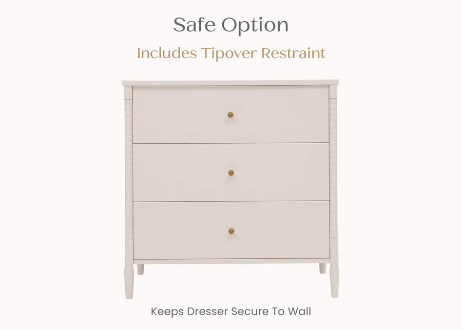 Soft Beige (1560) 24-Lily 3 Drawer Dresser with Interlocking Drawers