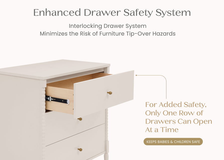 Soft Beige (1560) 23-Lily 3 Drawer Dresser with Interlocking Drawers