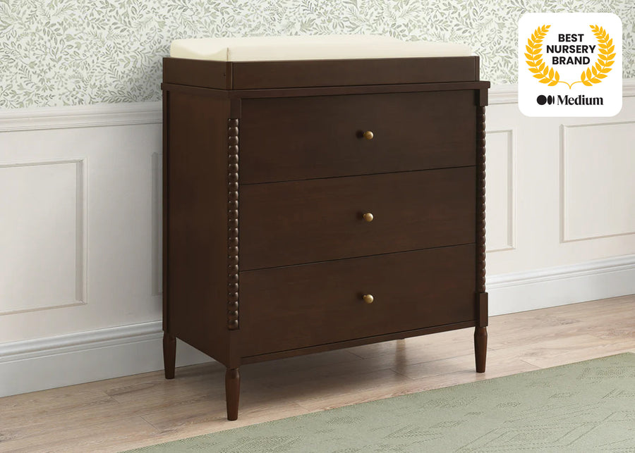 Walnut Espresso (1324) 11-Lily 3 Drawer Dresser with Interlocking Drawers