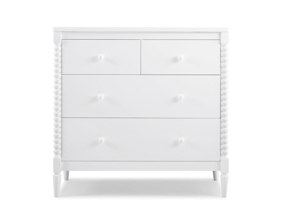Bianca White (130) 25-Saint 4 Drawer Dresser with Changing Top and Interlocking Drawers