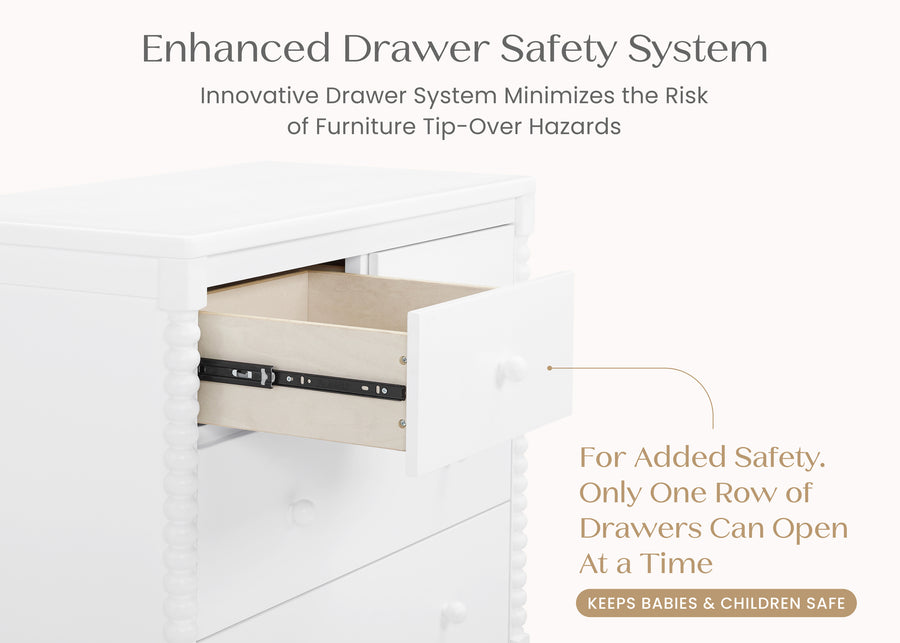 Bianca White (130) 22-Saint 4 Drawer Dresser with Changing Top and Interlocking Drawers