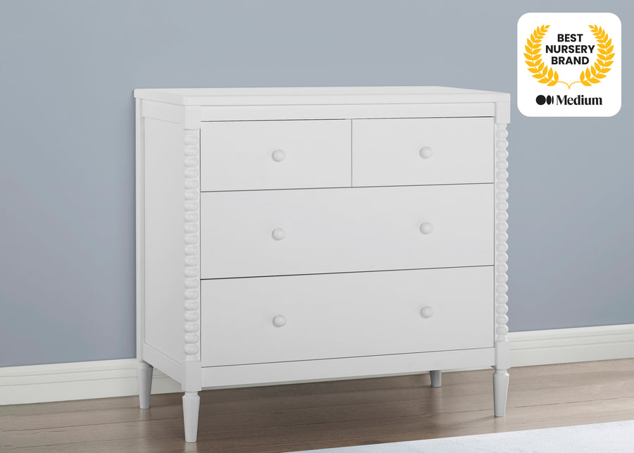 Bianca White (130) 17-Saint 4 Drawer Dresser with Changing Top and Interlocking Drawers