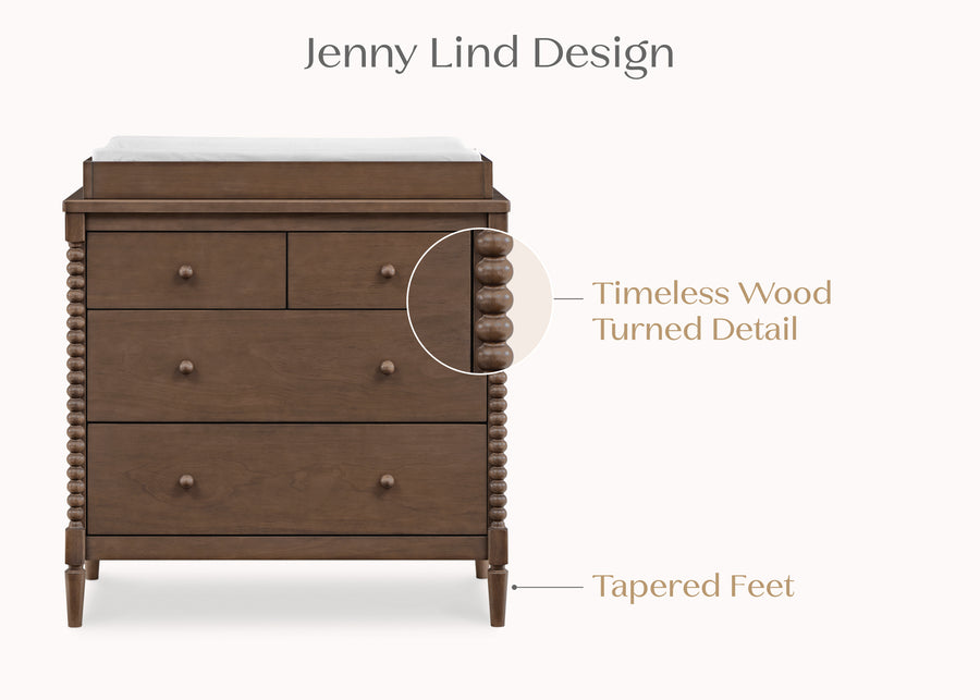 Teak Brown (1526) 8-Saint 4 Drawer Dresser with Changing Top and Interlocking Drawers