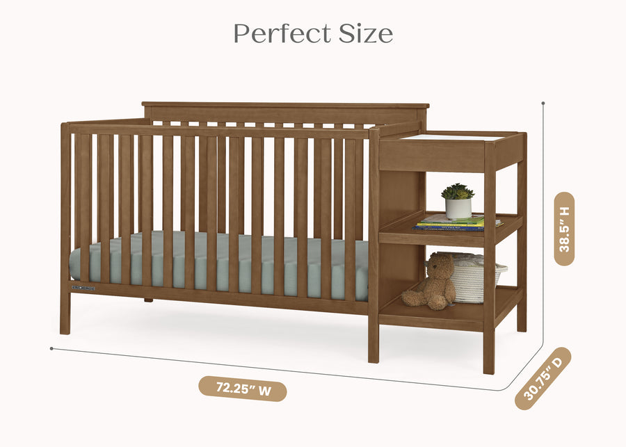 Chestnut (836) 7-Ellie 5-in-1 Convertible Crib and Changer