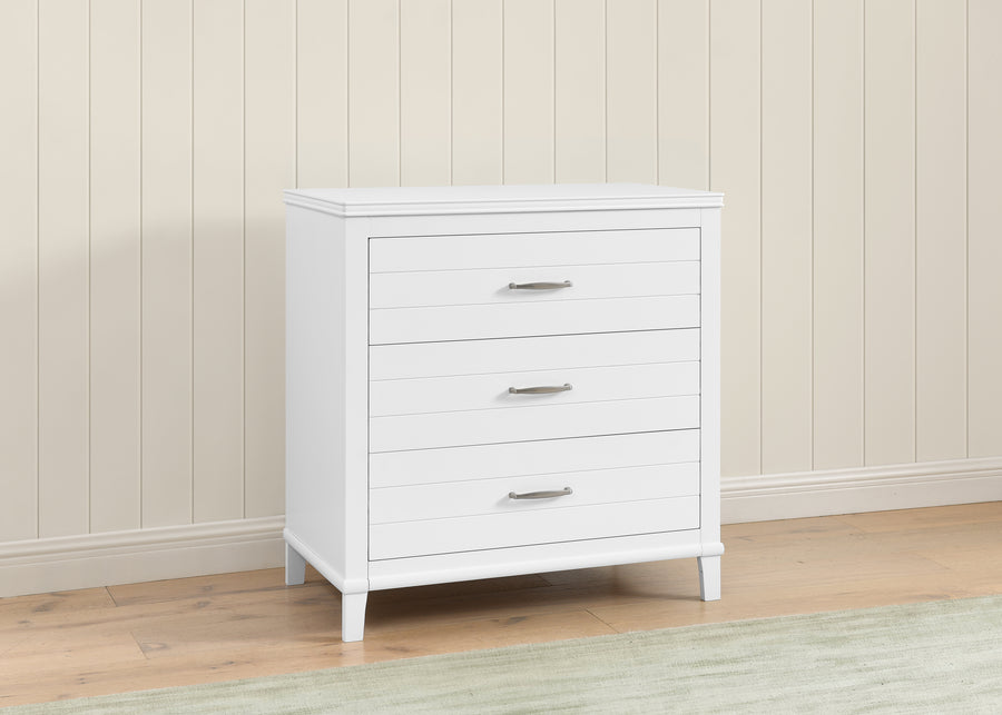 Bianca White (130) 8-Phoebe 3 Drawer Dresser with Interlocking Drawers