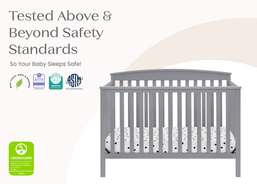 Grey (026) 8-Hanover 6-in-1 Convertible Baby Crib