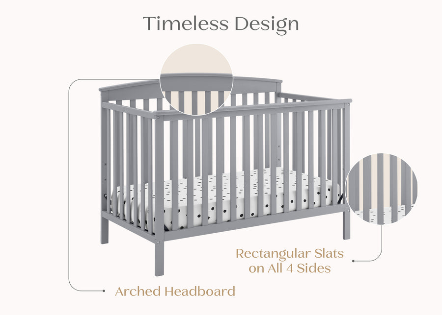 Grey (026) 6-Hanover 6-in-1 Convertible Baby Crib