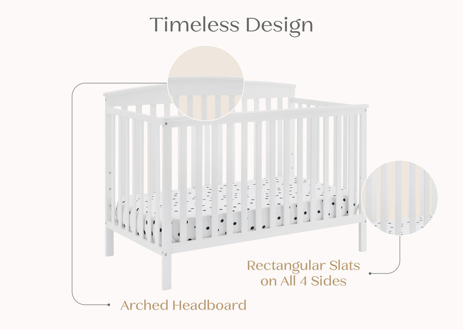 Bianca White (130) 23-Hanover 6-in-1 Convertible Baby Crib
