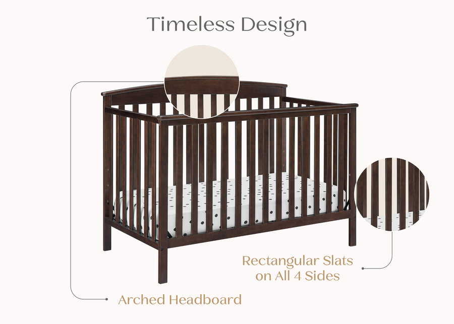 Walnut Espresso (1324) 40-Hanover 6-in-1 Convertible Baby Crib