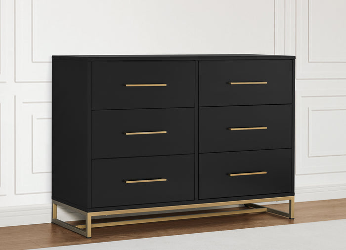 Jade 6 Drawer Dresser with Interlocking DrawersDCB: Ebony with Melted Bronze (1500)