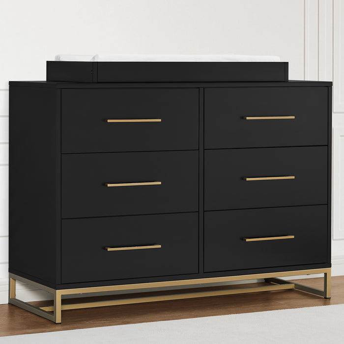 W149060 1500 Jade 6dr dresser ebony wmelted bronze lifestyle 102 0-Jade 6 Drawer Dresser with Interlocking Drawers